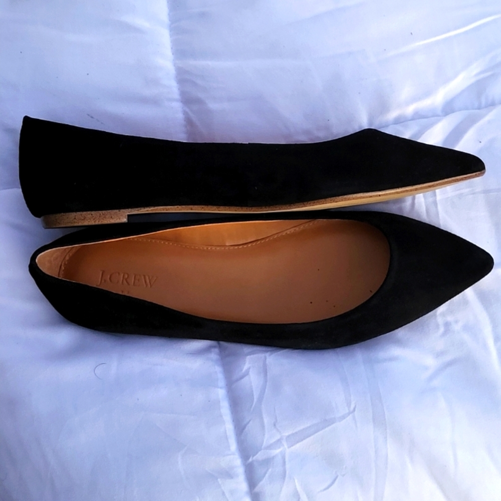 Suede Black Flats